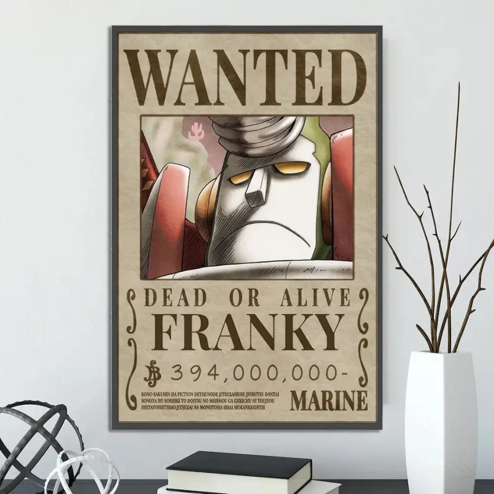Vintage one piece wanted poster set bedroom wall art