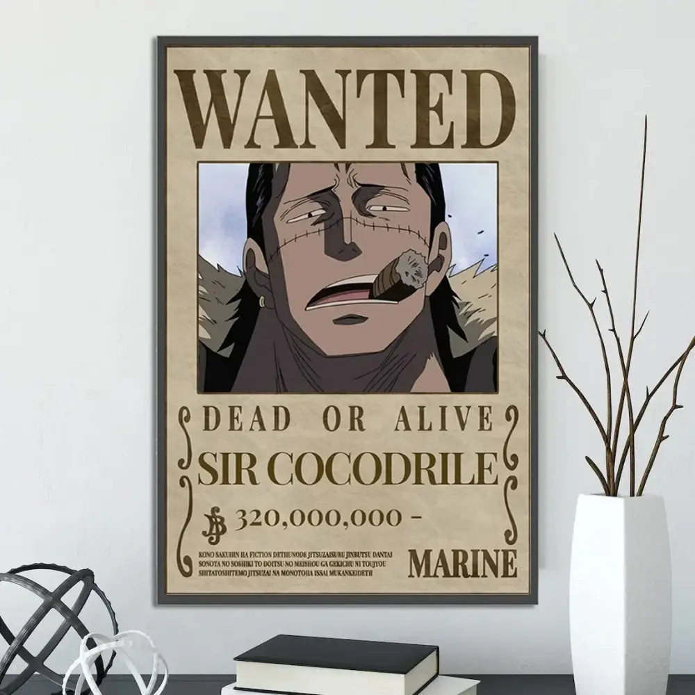 Vintage one piece wanted poster set bedroom wall art
