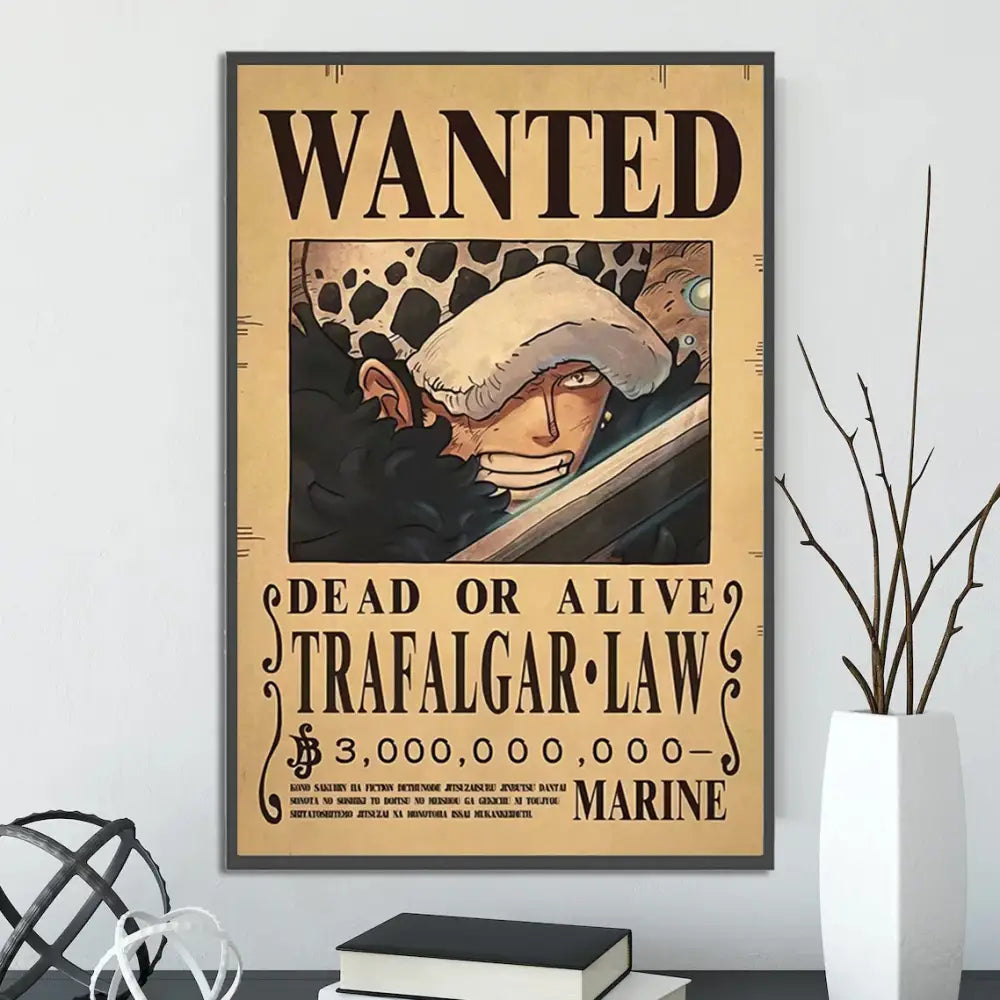Vintage one piece wanted poster set bedroom wall art