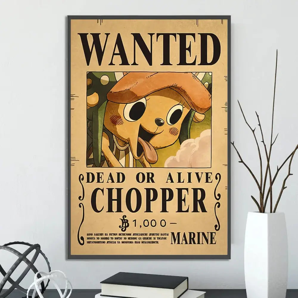 Vintage one piece wanted poster set bedroom wall art