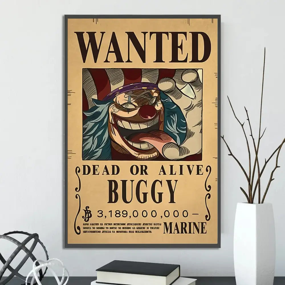 Vintage one piece wanted poster set bedroom wall art