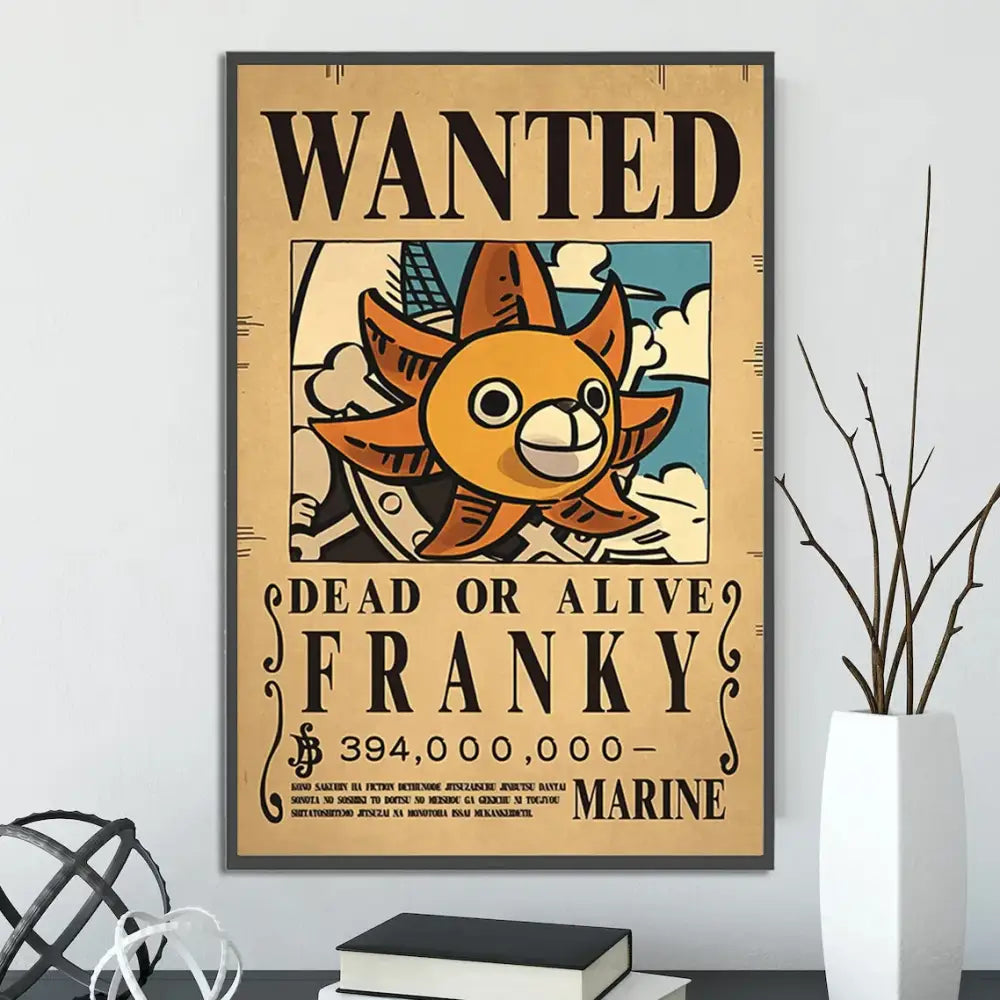 Vintage one piece wanted poster set bedroom wall art