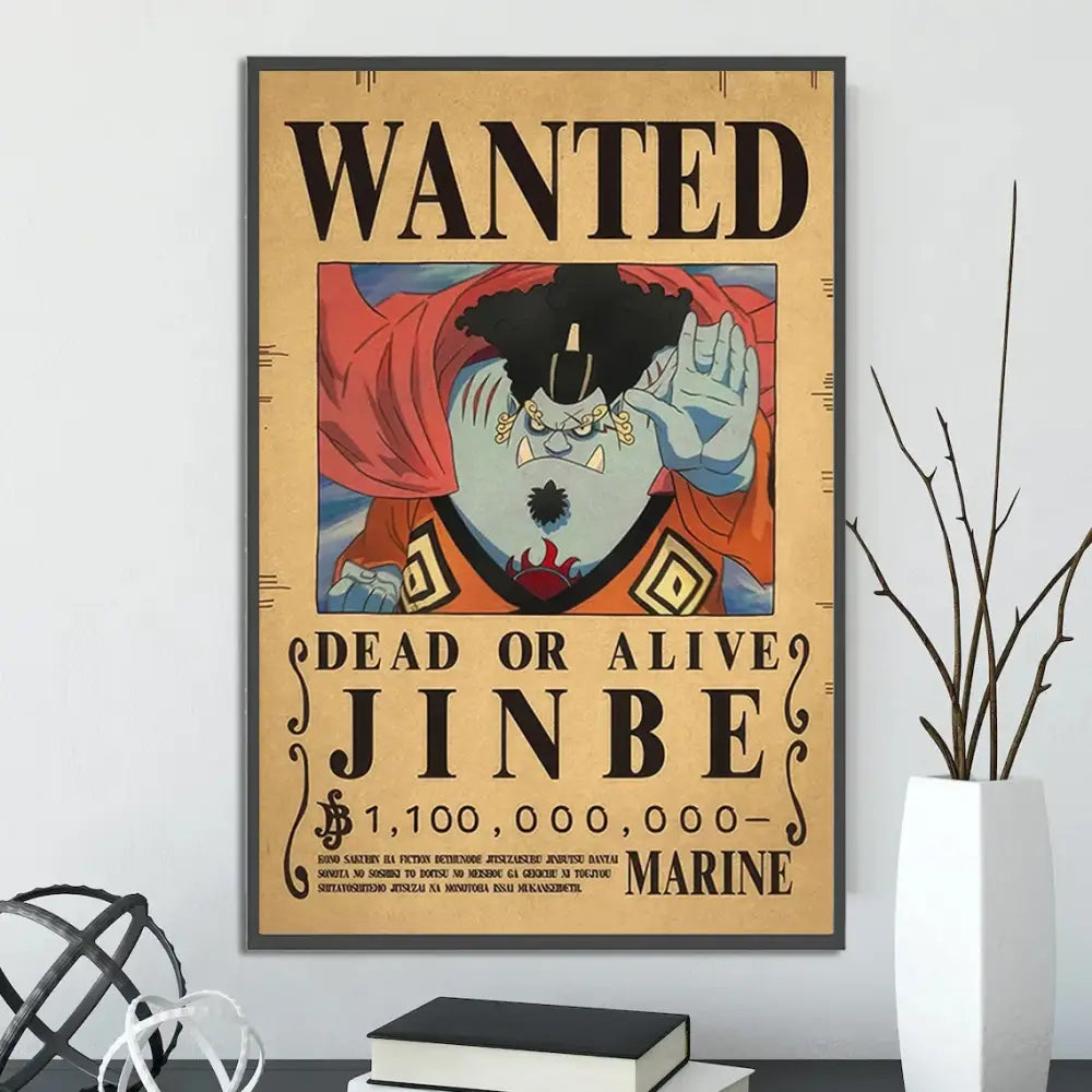 Vintage one piece wanted poster set bedroom wall art