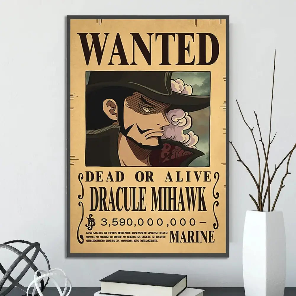 Vintage one piece wanted poster set bedroom wall art