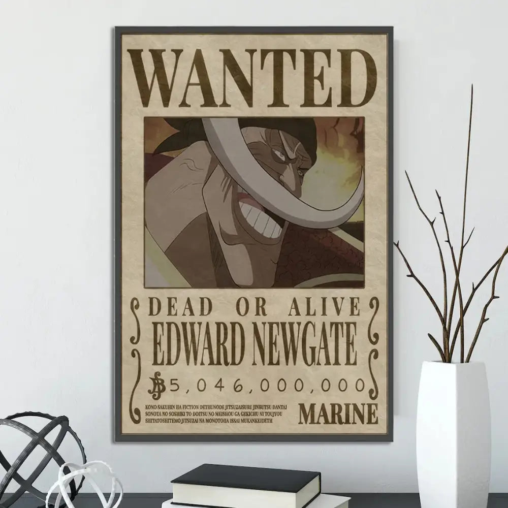 Vintage one piece wanted poster set bedroom wall art