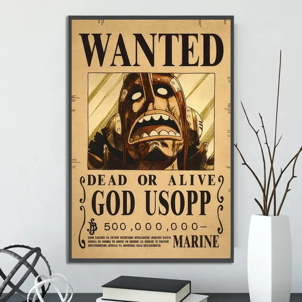 Vintage one piece wanted poster set bedroom wall art