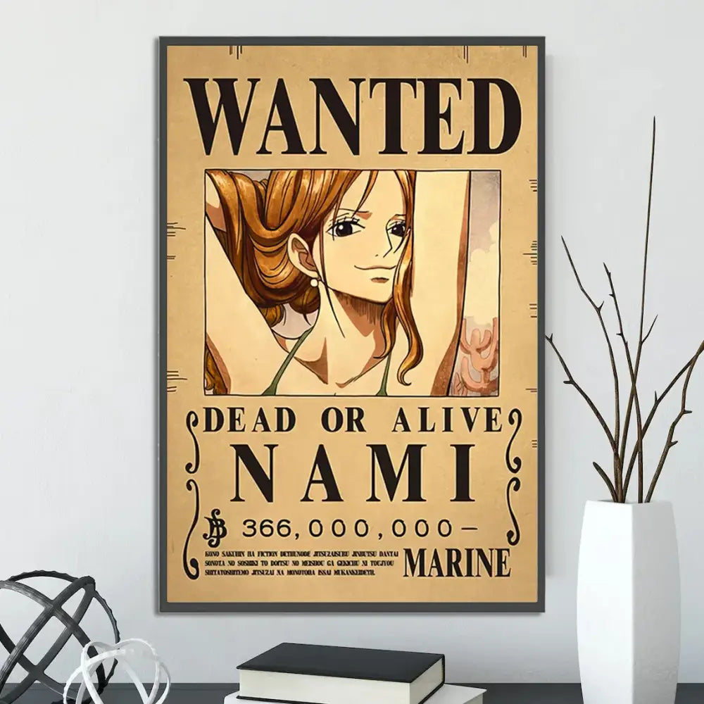 Vintage one piece wanted poster set bedroom wall art