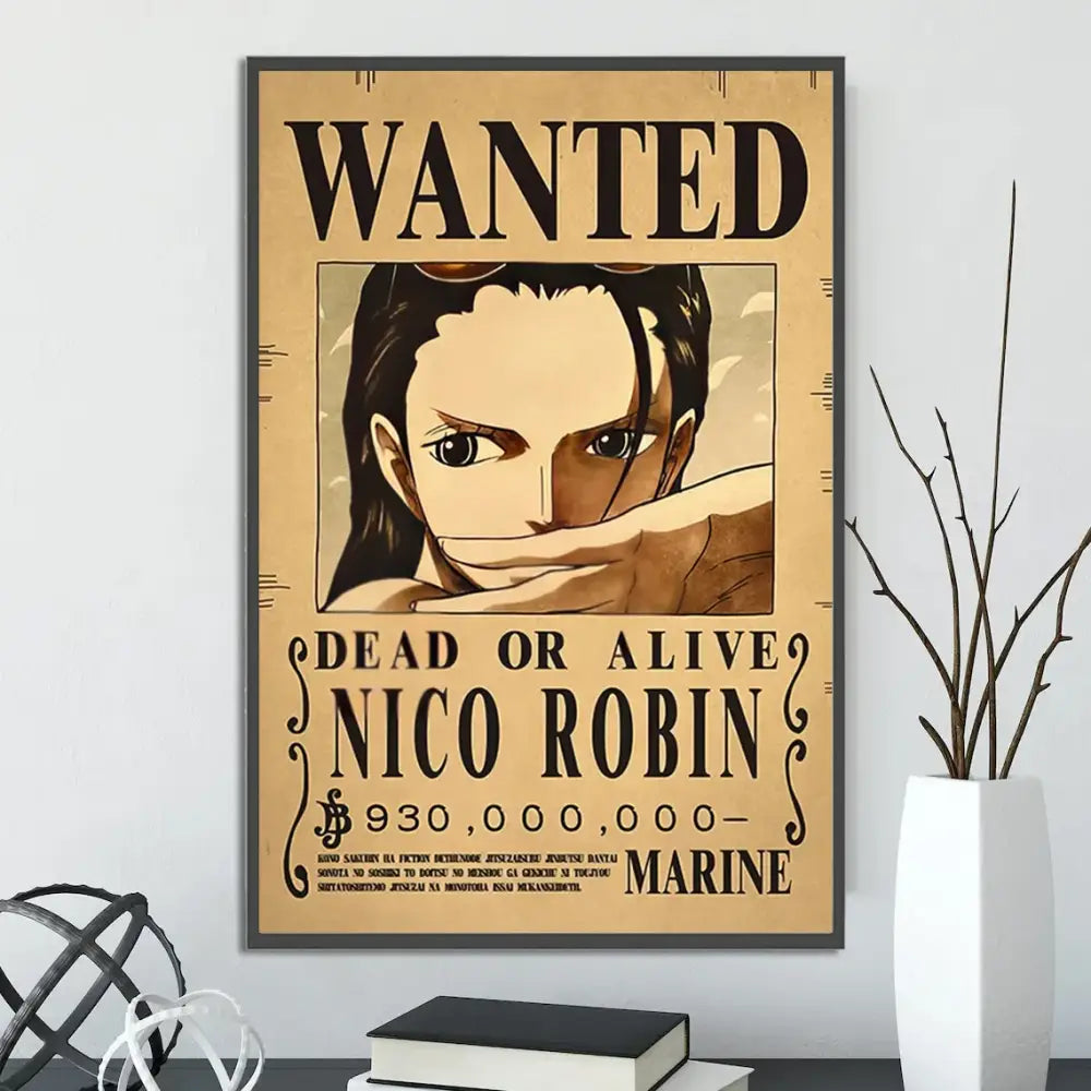 Vintage one piece wanted poster set bedroom wall art