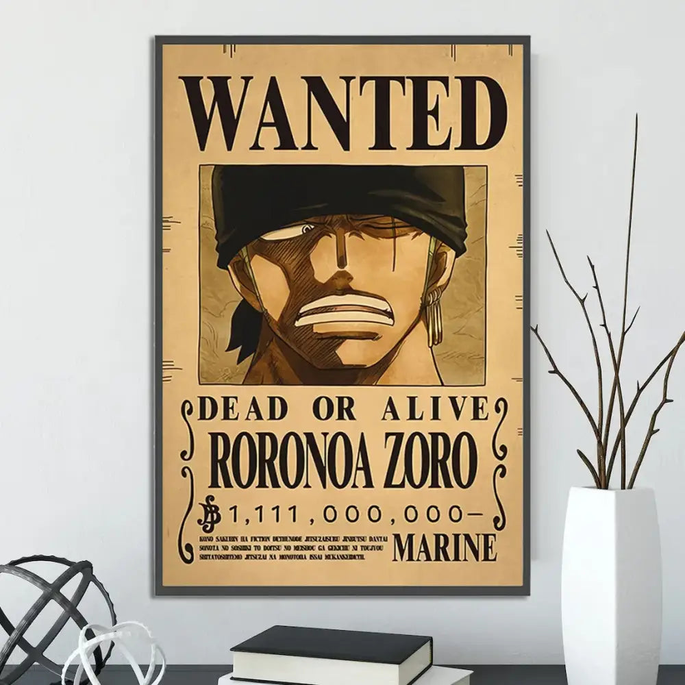 Vintage one piece wanted poster set bedroom wall art