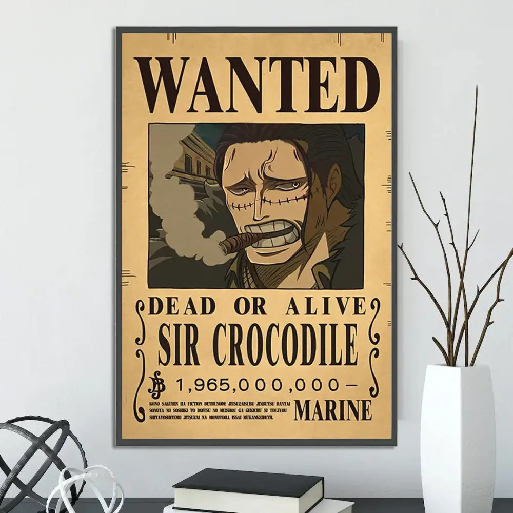 Vintage one piece wanted poster set bedroom wall art