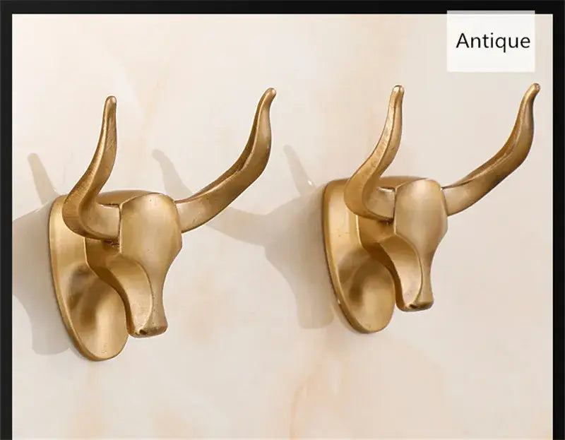 Antique aluminum bull head robe hook for bathroom clothes