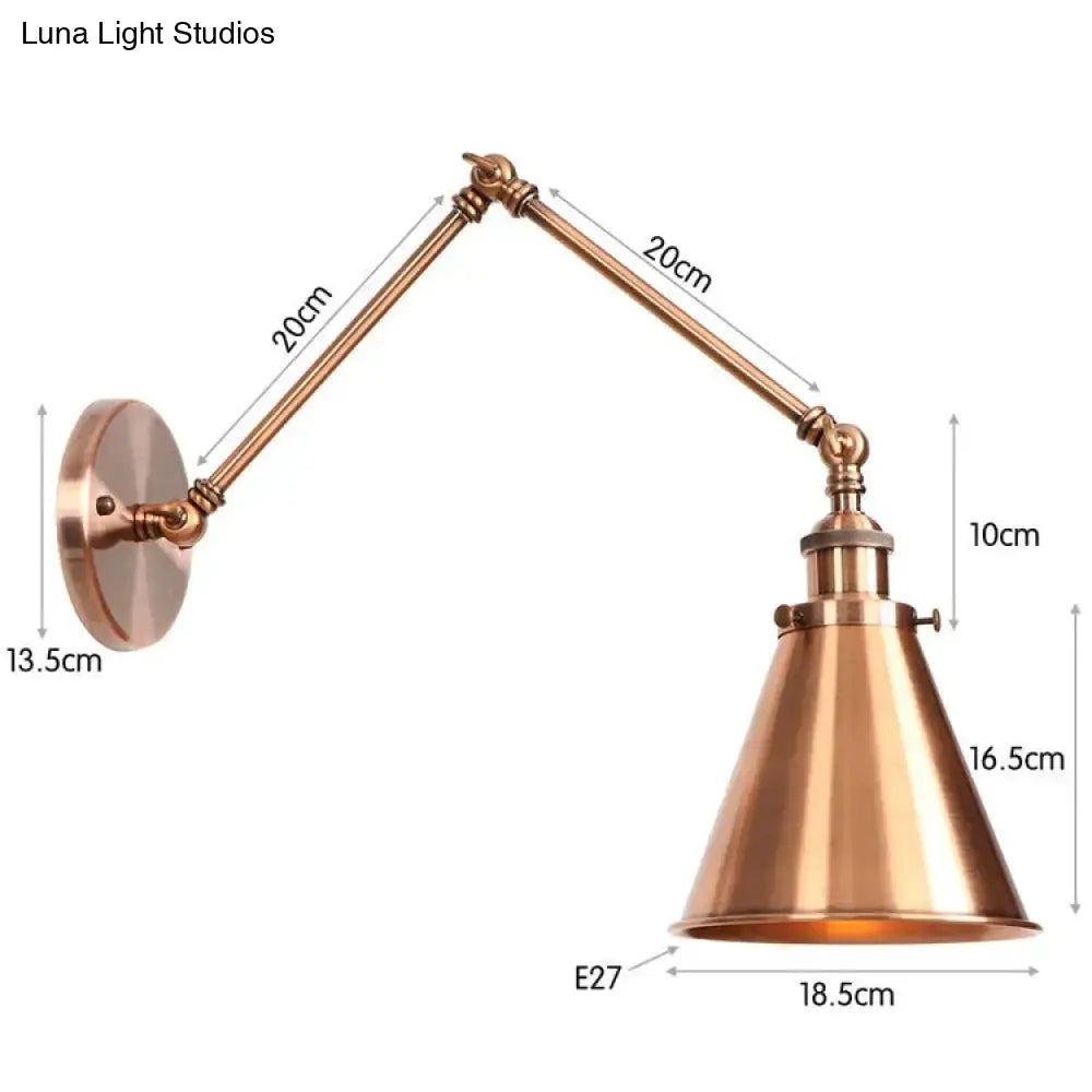 Antique black & copper adjustable wall lamp sconce bedroom light