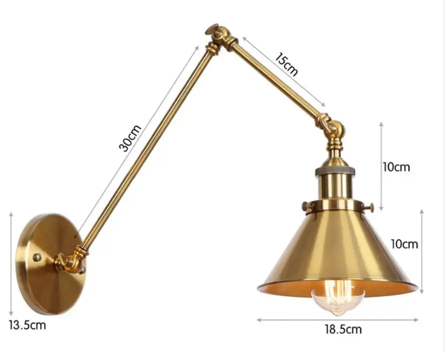 Antique black & copper adjustable wall lamp sconce bedroom light