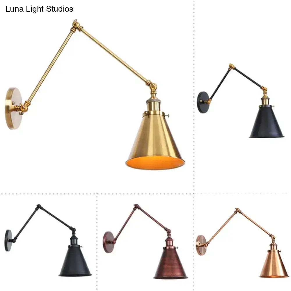 Antique black & copper adjustable wall lamp sconce bedroom light