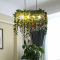 Antique black metal island chandelier dining room floral birdcage light