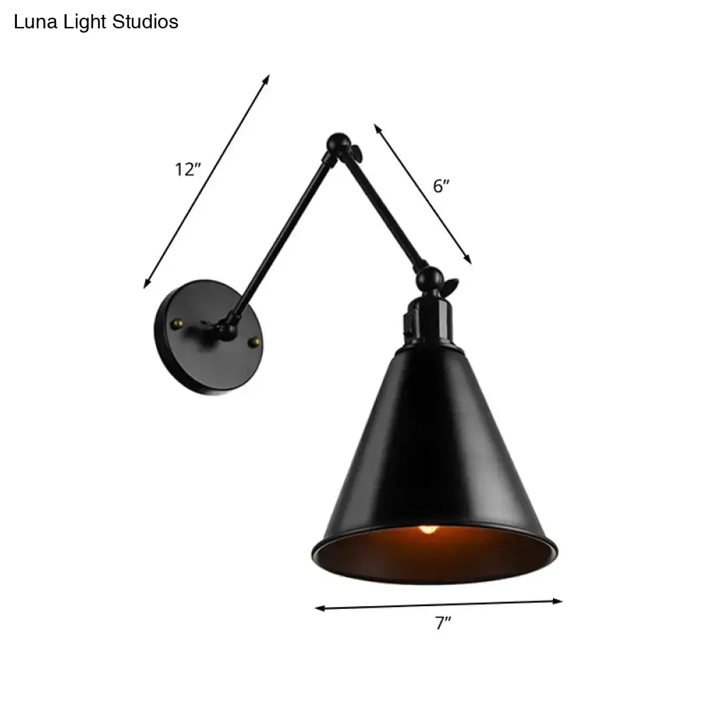 Antique black & white wrought iron wall sconce bedroom reading light