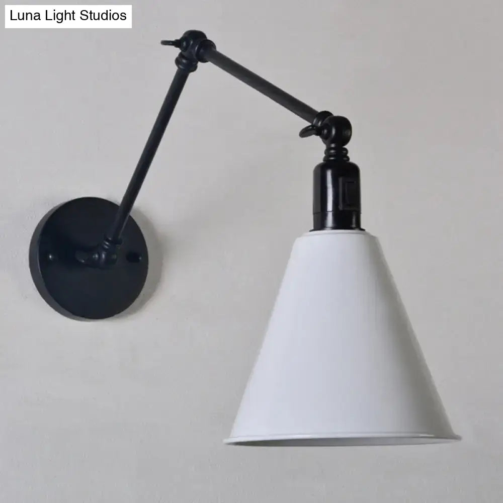 Antique black & white wrought iron wall sconce bedroom reading light