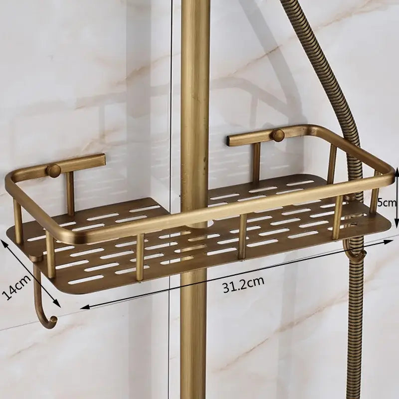 Antique brass and white ceramic shower faucet set bathroom system