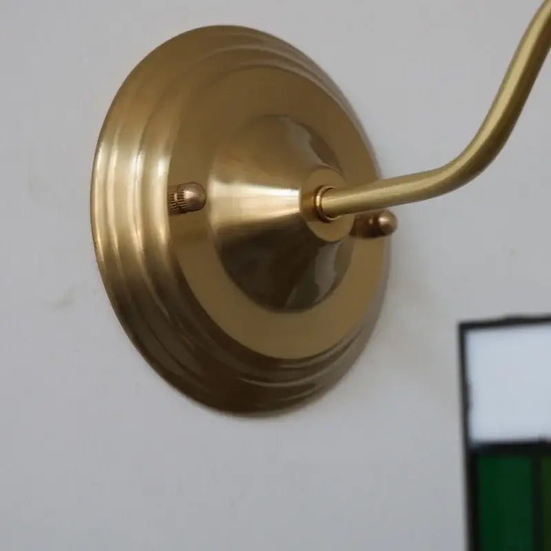 Antique brass blue flower glass led wall sconce bedroom light