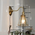 Antique brass blue flower glass led wall sconce bedroom light