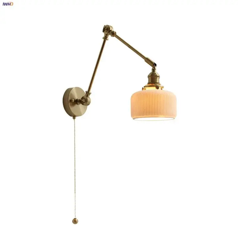 Antique brass ceramic copper led wall light bedroom sconce