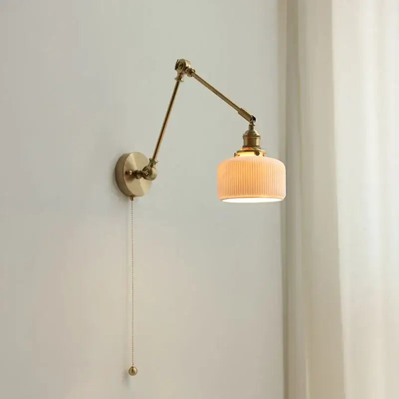 Antique brass ceramic copper led wall light bedroom sconce