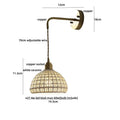 Antique brass ceramic led wall lights with rattan shade bedroom