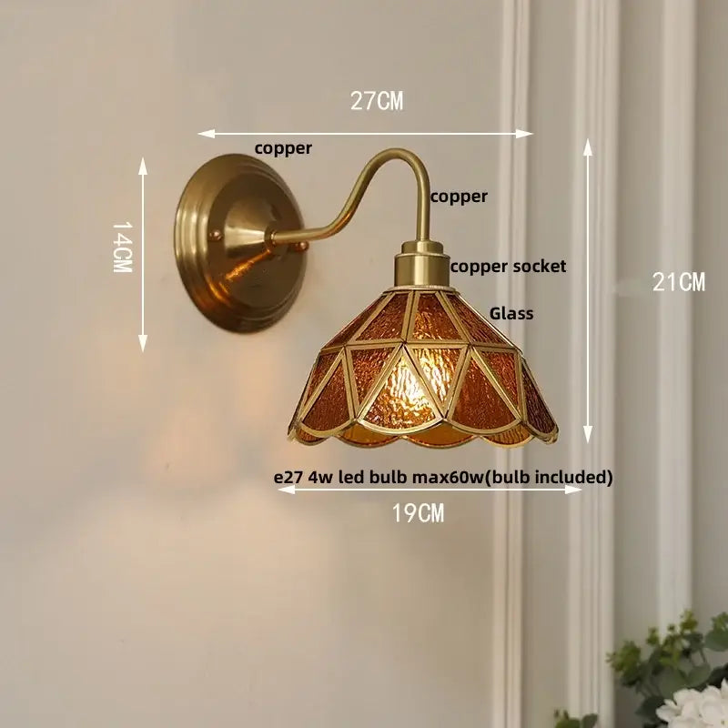 Antique brass clover glass brass wall sconce dining room light