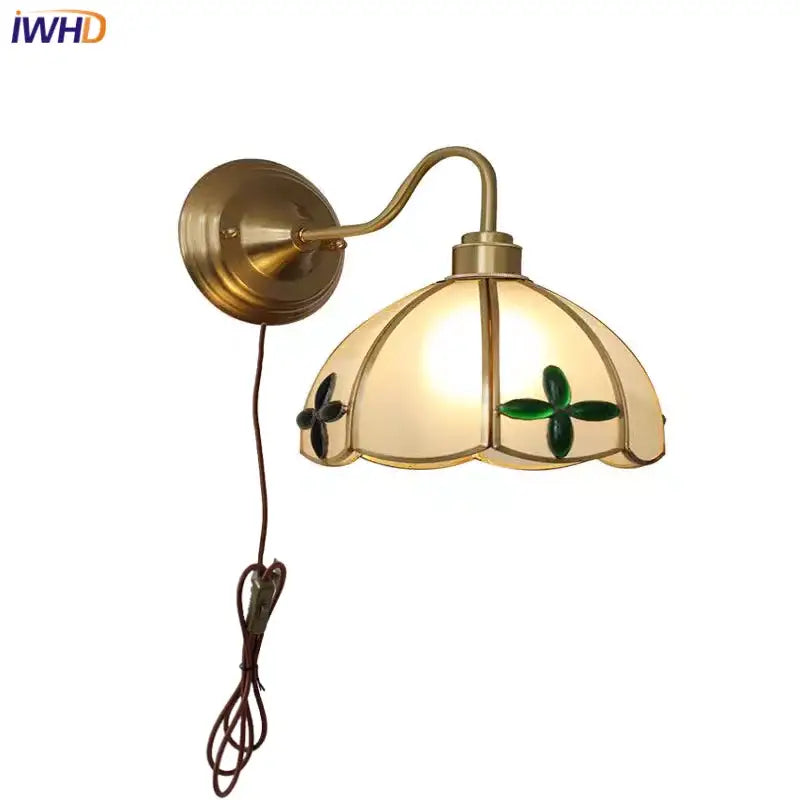 Antique brass clover glass brass wall sconce dining room light