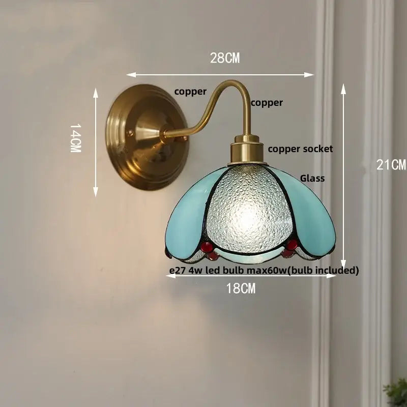 Antique brass clover glass brass wall sconce dining room light