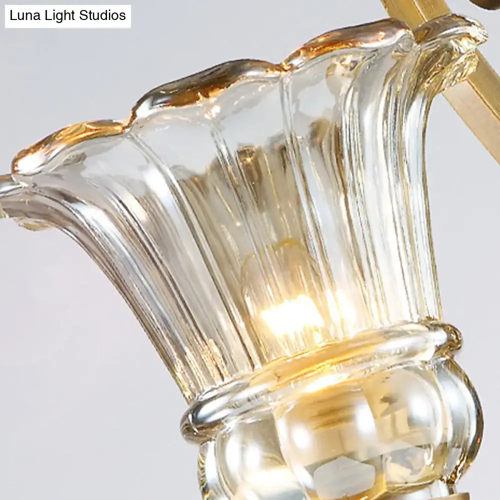 Antique brass crystal drop wall sconce bedroom led light