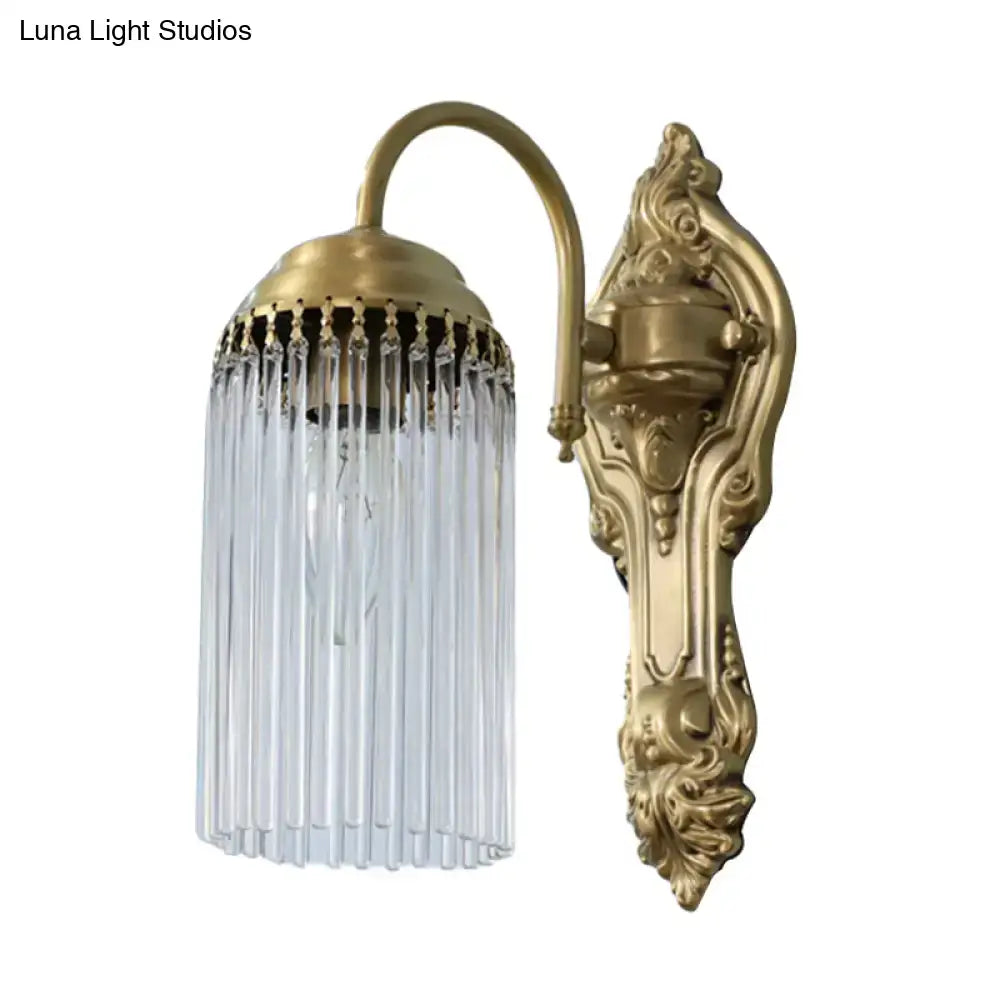 Antique brass crystal rod wall sconce – corridor ornate light