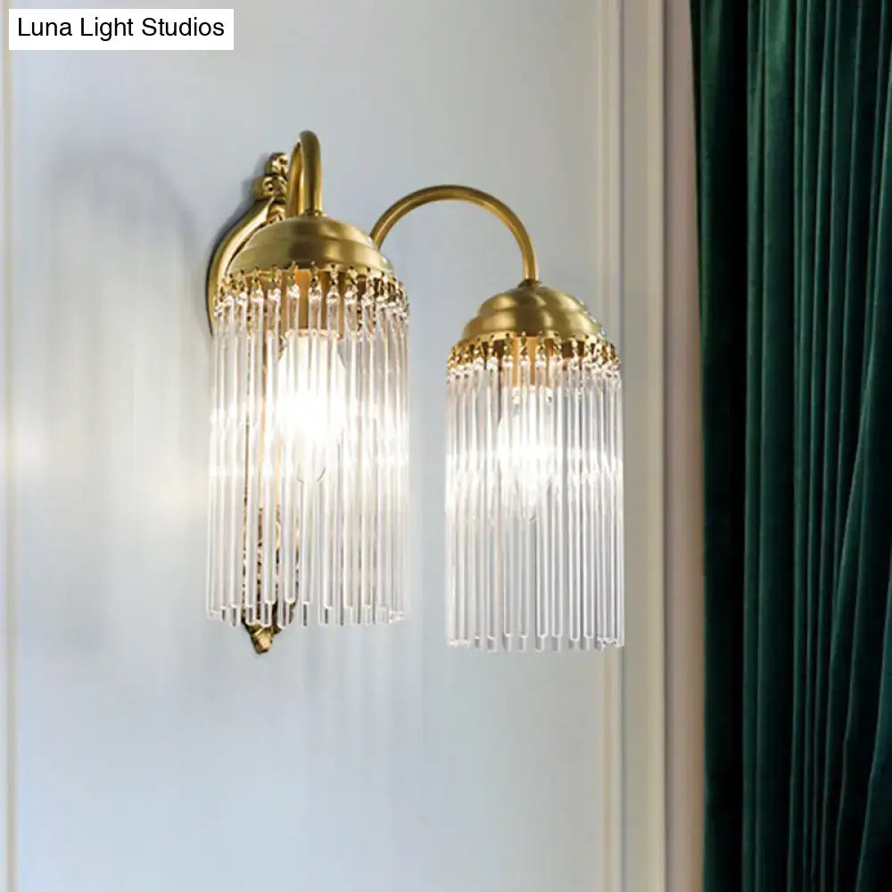 Antique brass crystal rod wall sconce – corridor ornate light