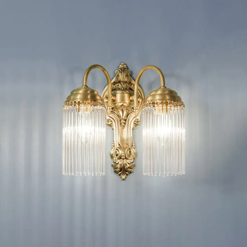 Antique brass crystal rod wall sconce – corridor ornate light