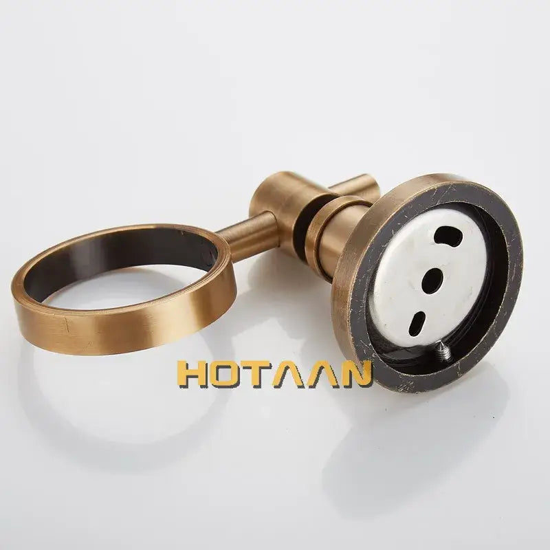 Antique brass floral towel ring soap dispenser holder bathroom accessory