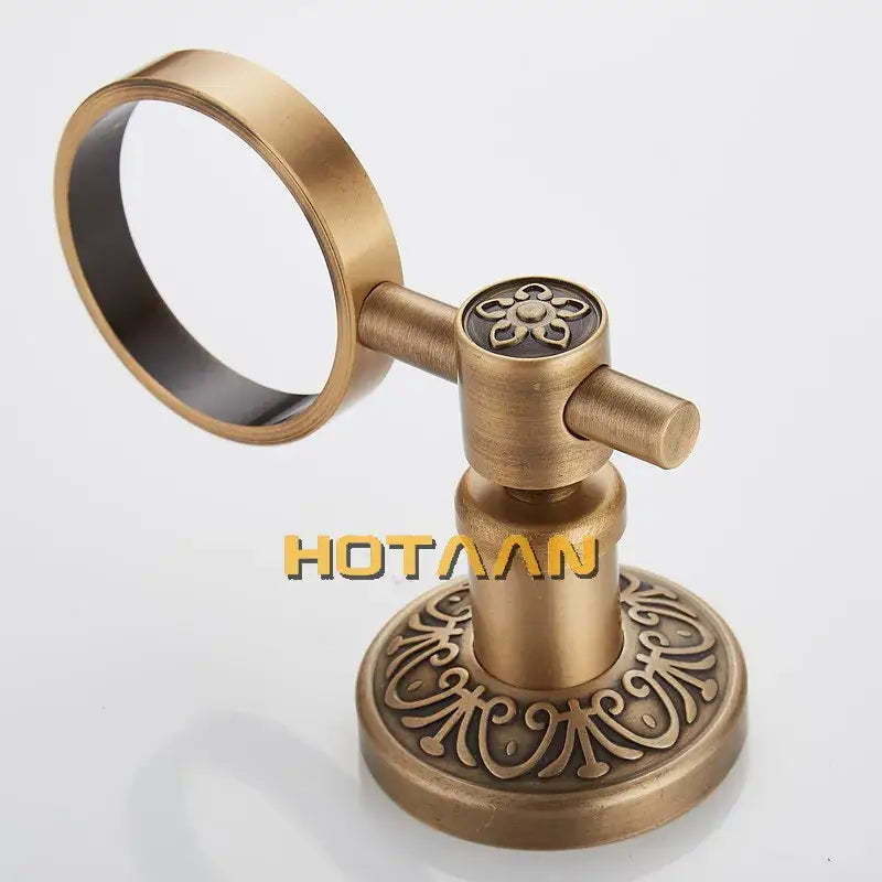 Antique brass floral towel ring soap dispenser holder bathroom accessory
