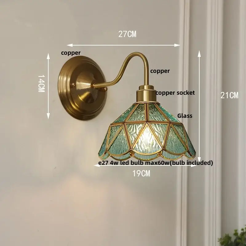 Antique brass glass clover wall sconce dining room light fixture