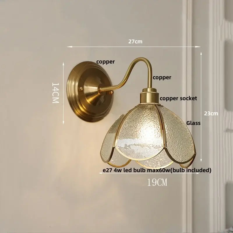 Antique brass glass clover wall sconce dining room light fixture