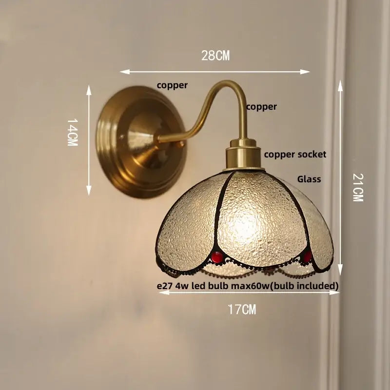 Antique brass glass clover wall sconce dining room light fixture
