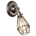 Antique brass industrial cage wall light – bedroom rustic sconce