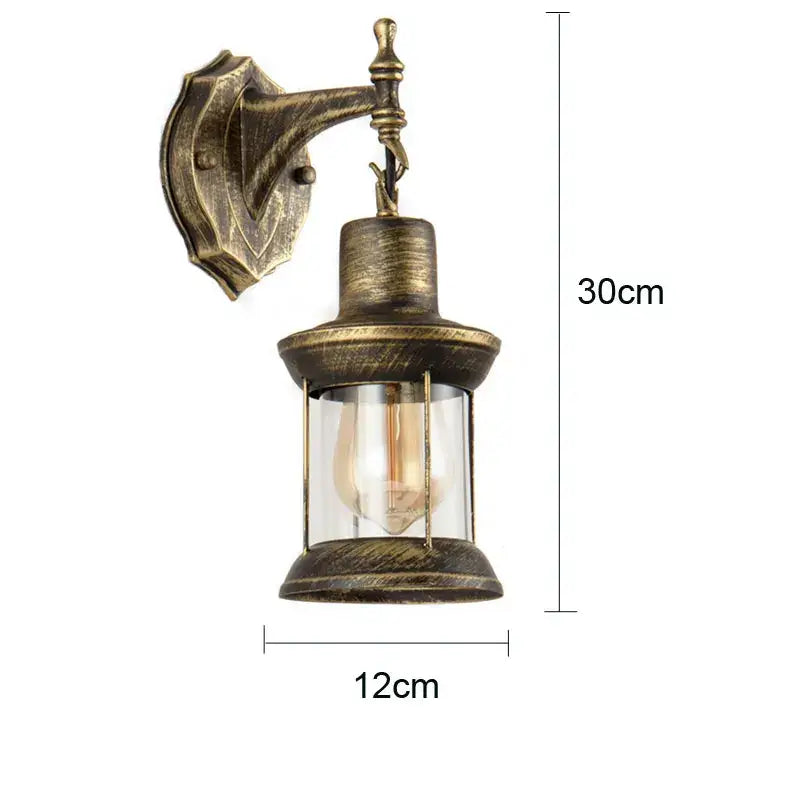 Antique brass industrial glass wall lamp bedroom lantern sconce