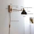 Antique brass industrial wall light with clear glass for bedroom