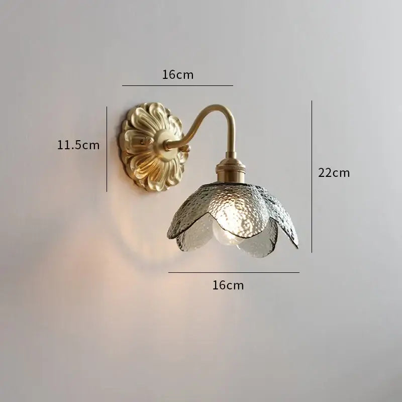 Antique brass ribbed glass wall lights bedroom ceramic led wall