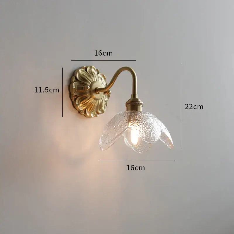 Antique brass ribbed glass wall lights bedroom sconce