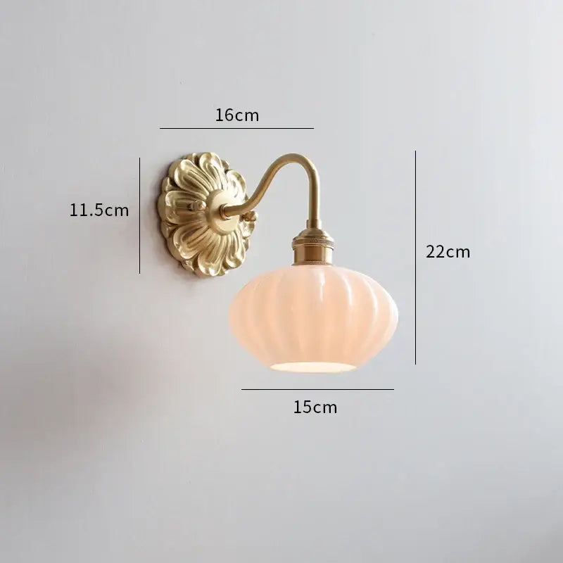 Antique brass ribbed glass wall lights bedroom sconce