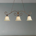 Antique bronze and white glass bell pendant light – dining room