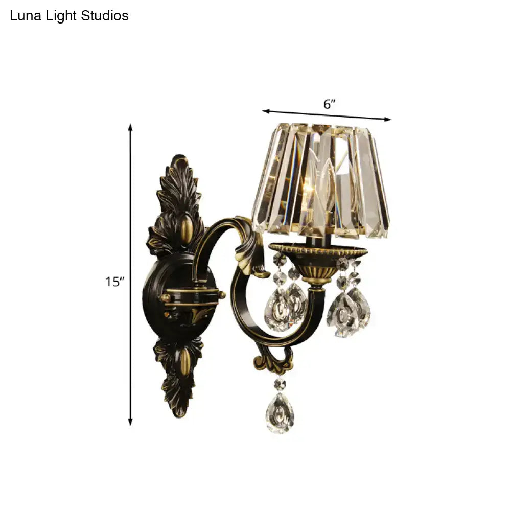 Antique bronze & crystal wall sconce – living room e14 light bulb