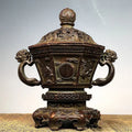 Antique bronze dragon incense burner set living room decor