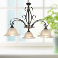 Antique bronze island pendant ceiling light with frosted glass shades