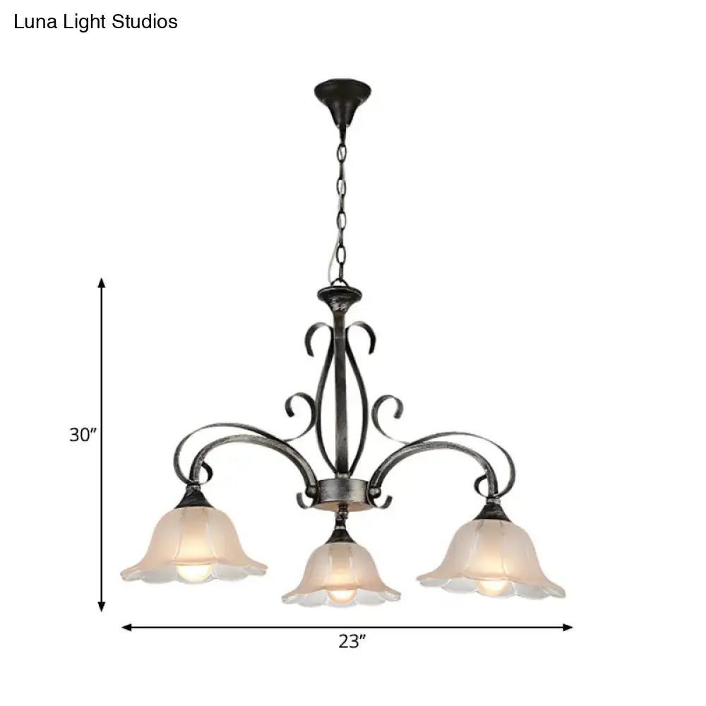 Antique bronze island pendant ceiling light with frosted glass shades